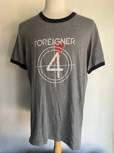 FOREIGNER Official Classic Rock Band 4 Logo Gray Ringer T-Shirt Size XL - Picture 1 of 5