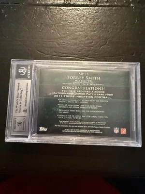 2011 Topps Inception - Rookie Autographed Jumbo Patch Torrey Smith #AJP-TS 09/50 - Image 1 of 2