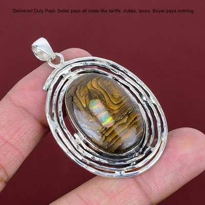 Этопийский опал в валун опал камень свадебный ободок новый кулон ювелирные изделия серебро 925 - Изображение 1 из 4