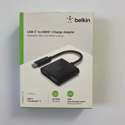 Belkin - USB-C to HDMI Adapter + Charge - 4K - 60W - AVC002btBK - BLACK - Image 1 of 4