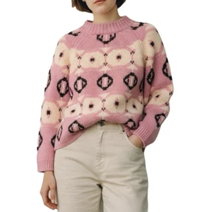 Vintage Damen Grobstrick Wollpullover Gr. M Handarbeit gemütlich Landhaus Hütte geometrisch - Bild 1 von 17