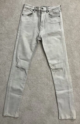 Pantalones de mezclilla ajustados desgastados H&M gris/blanco talla 10 #G1•• Foto 1 de 4