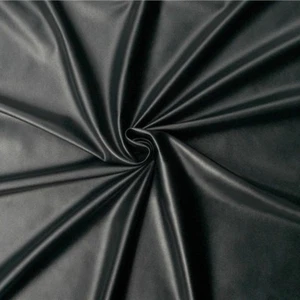 50cm Black Matte Stretch Faux Leather Fabric 55" Width Polyester Spandex - Picture 1 of 10