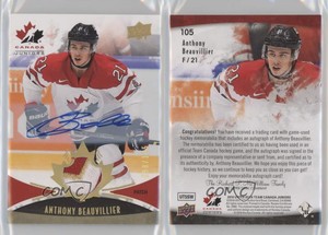 2016 Team Canada Juniors Men's /125 Anthony Beauvillier RPA Rookie Patch Auto RC
