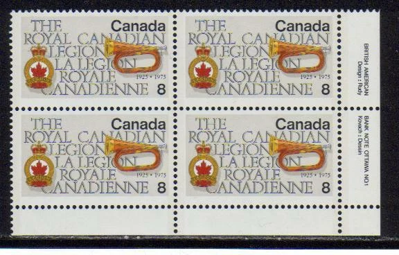 1975 Canada SC# 680 LR - Royal Canadian Legion - Plate Block M-NH Lot # 2649 - Image 1 of 1