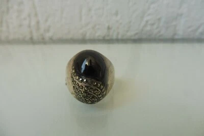 Bel Vecchio Anello In Argento, Argento 925 Con Onice E Marcassite - Immagine 1 di 4