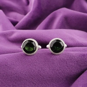 Muttertag Angebot grüner Turmalin Stein Luxus Manschettenknöpfe Schmuck Sterlingsilber - Bild 1 von 6