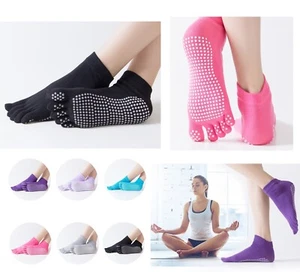 Women Yoga Non-Slip Grip Pilates Massage Five Toe Socks Gym Workout Exercise AU - Picture 1 of 12