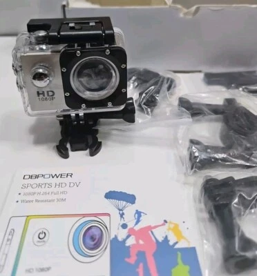 DBPOWER Waterproof Action Camera 12MP 1080P HD w/2 Batteries & Accessories New - Image 1 of 4