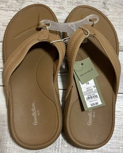 NWT Men's Goodfellow Small 7/8 Tan Slip On Flip Flop Sandal Faux Suede Strap - Picture 1 of 9
