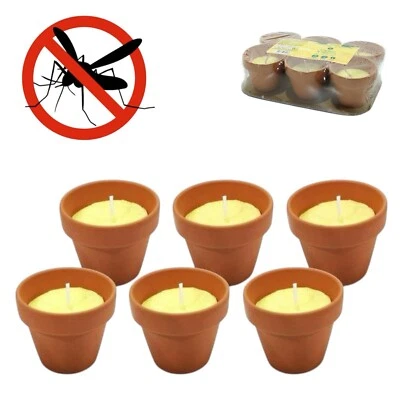 6 -12 Kerzen Citronella Citronelle Ton 7cm Anti-mücken Außen Inter - Bild 1 von 4