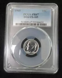 1960 Roosevelt Dime * PCGS Graded PR67 DDO FS-105 * Beautiful Coin - Picture 1 of 6