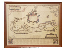 Old Map of Bermuda 1600s by Blaeu Vintage Art Print Repro Framed 23" x 18"