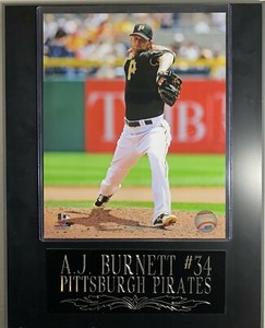  A.J. Burnett #34 Pittsburgh Pirates Photo 8x10 On Wood Display Plaque 12x15