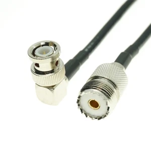 BNC Male plug Right Angle to SO239 UHF Female RG58 Connector Coaxial Cable lot - Picture 1 of 6