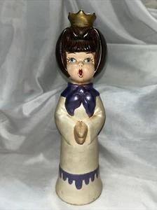 Vintage Keramik Weihnachtsmann Mädchen Kerzenhalter MCM - Bild 1 von 8