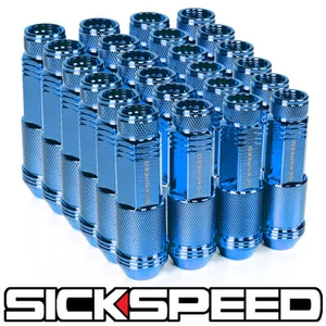 SICKSPEED 24 PC BLUE STEEL 90MM LONG EXTENDED LUG NUTS FOR WHEELS/RIMS 14X1.5 - Picture 1 of 1