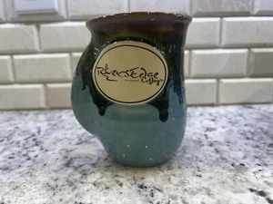 Neher Art Pottery Right Hand Warmer Mug Blue Brown Drip Glaze 2013 Edisto Island - Picture 1 of 3