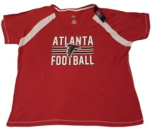NWT Majestic Team Apparel Womens Atlanta Falcons Red T-Shirt NFL1X V-Neck - Picture 1 of 7