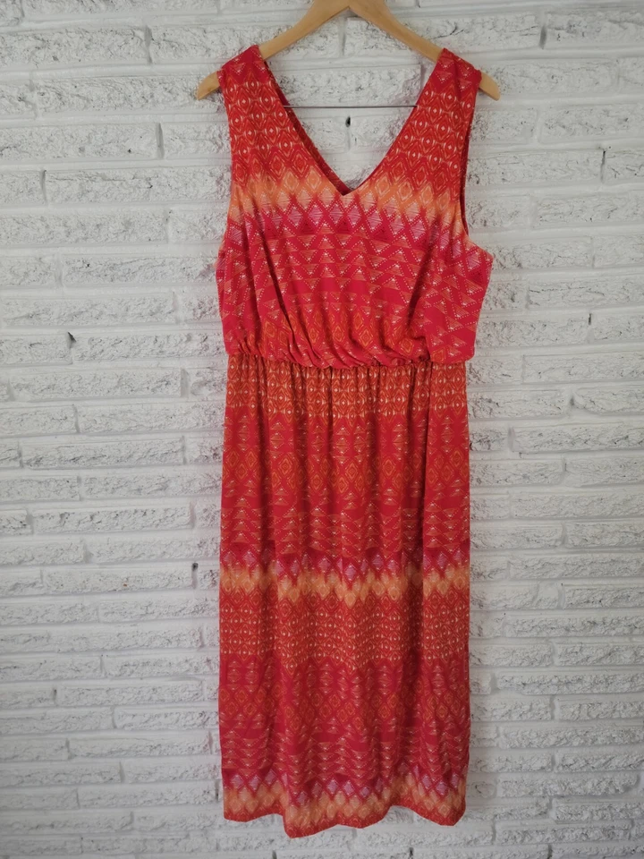 Vestido para mujer Faded Glory 2X funda PlusTank maxi sin mangas rojo geométrico Foto 1 de 4