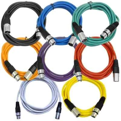 8 Pack of 10 Foot Multi-Color XLR to XLR Patch Cables PA/DJ Mic Cords - Image 1 of 3