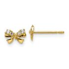 14k Yellow Gold Children's CZ Bow Post Earrings 5mm x 6mm Madi K Kids Jewelry