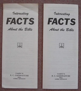INTERESTING FACTS ABOUT THE BIBLE ~ B C GOODPASTURE ~ CHURCH OF CHRIST ~ VINTAGE - Picture 1 of 2
