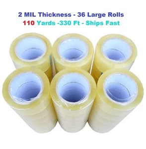36 ROLLOS - 2 PULGADAS x 110 yardas (330 pies) cinta de embalaje de sellado de cartón transparente - Imagen 1 de 2