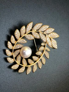 Broche Pin 10MM Perla Natural 18KGP Broche Rama Árbol Colgante Día de la Madre Regalo - Imagen 1 de 7