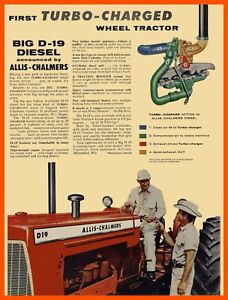 1962 Allis Chalmers Tractors NEW Metal Sign: D-19, D19 Turbo-Charged Diesel