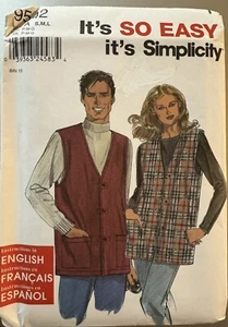 Simplicity It's so easy pattern 9542 Misses', Men's & Teens' Vest sz S,M,L uncut - Picture 1 of 2