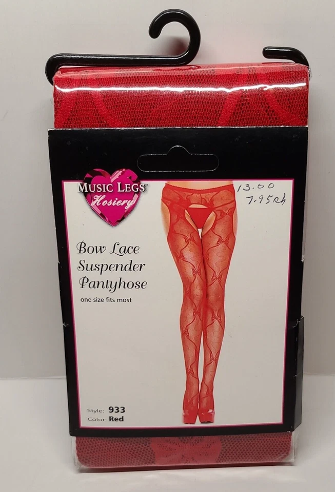 Pantimedias Music Piernas Hoisery Lazo Encaje Tirantes Estilo 933 Rojo Foto 1 de 3