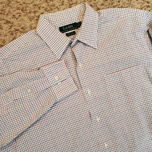 Lauren Ralph Lauren Shirt Long Sleeve Checkered Size 16.5-34/35 100% Cotton - Picture 1 of 7