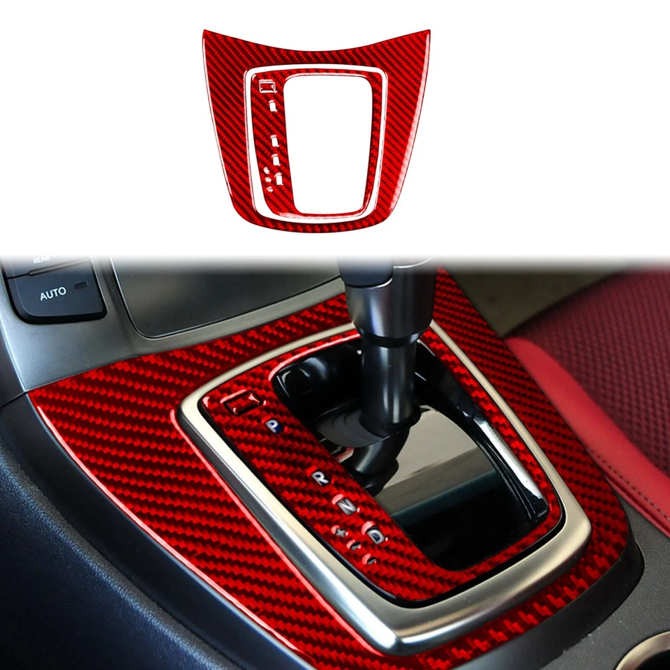 Juego de paneles de palanca de cambios interior de fibra de carbono rojo para Hyundai Genesis Coupé 13-16 Foto 1 de 4