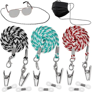Eyewear Retainers Eye Glass String 3 Cords Strap Holder Eyeglass Chain Silver - Picture 1 of 6