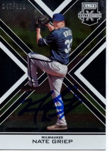 Nate Griep Milwakee Brewers 2016 Panini Elite Extra Edition Signed Card