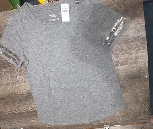 Justice sz 12 gray sequin Baseball Sport Style shirt Nwt - Picture 1 of 4