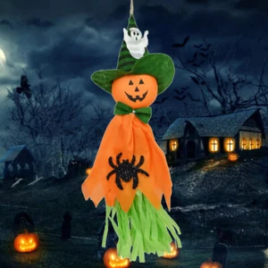 Gruselige Halloween Geist Windsocke hängende Vogelscheuche Hexen Anhänger Stroh -- orange - Bild 1 von 5