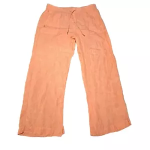 Pantalones Athleta Mujer 16 Salmón Pierna Ancha Lino Retiro Pantalón Cordón Pull On - Imagen 1 de 13