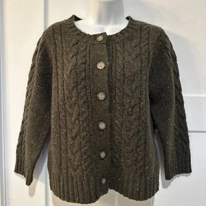 Vintage Cambridge Dry Goods wool blend cable knit cardigan sweater Green Small - Picture 1 of 8