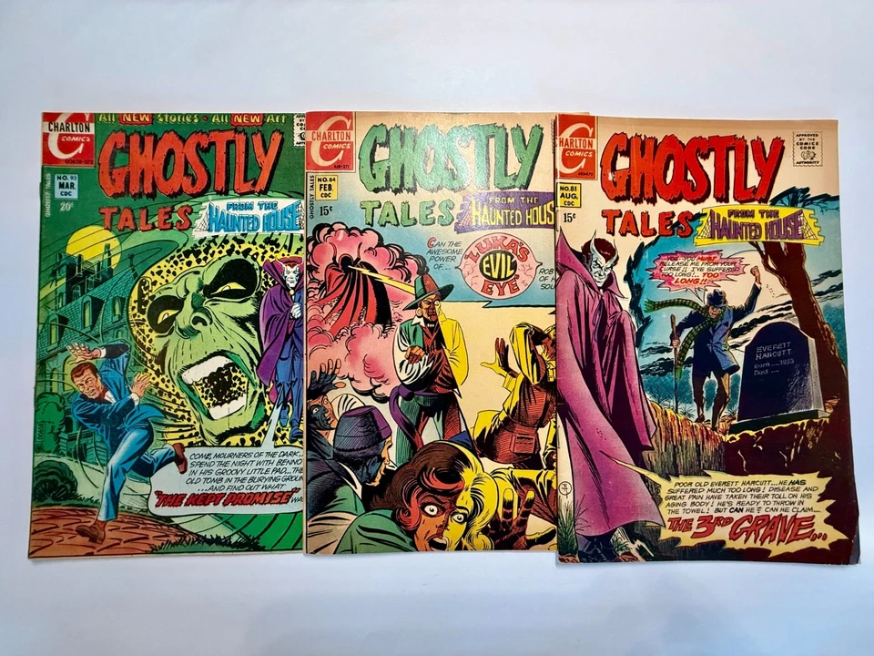 GHOSTLY TALES #81, 84, 93 Lot of 3 - Charlton 70s Horror Comics Very Fine - 7.5 - Image 1 of 4