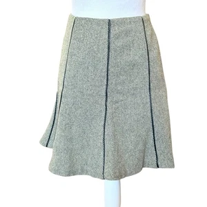 Lauren Ralph Lauren Skirt Wool Black Cream Side Zip Trumpet Womens 4P Petite - Picture 1 of 8