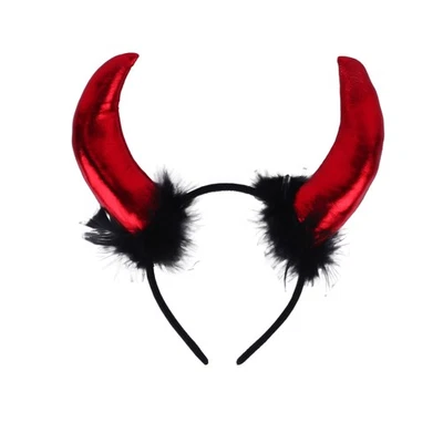 Diadema Cuerno Rojo Piel Negra Cuernos Diadema Hombres Mujeres y Niños Foto 1 de 4