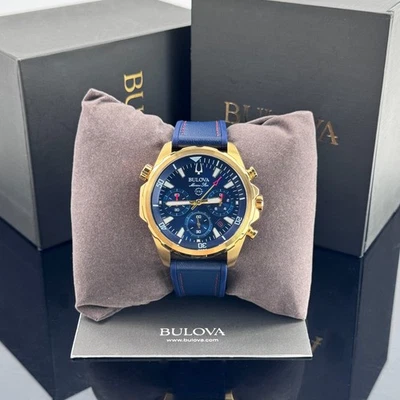 Bulova Marine Star Chronograph Blue Dial Rubber Strap Men's Watch 97B168 - Image 1 of 4
