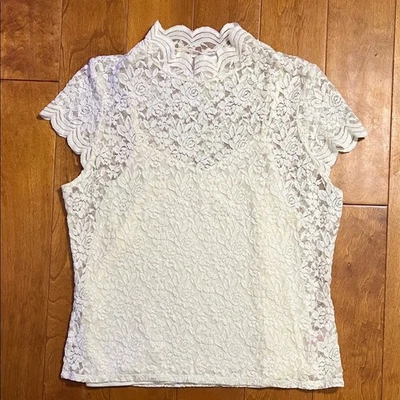 Blusa de renda creme No Boundaries tamanho XXL fada coquete romântico grunge malha transparente - Imagem 1 de 4