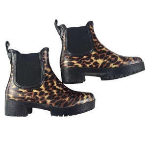 Jeffrey Campbell Cloudy Leopard Chelsea Platform Rain Lug Sole Boot Wome… - Picture 1 of 9