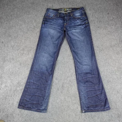 Lucky Brand Jeans Mens 34x32 Blue Slim Bootleg Boot Cut Denim Pants Vintage Y2K - Image 1 of 4