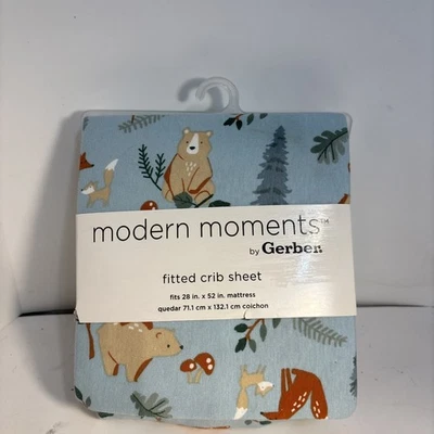 Gerber Modern Moments Blue Woodland Fitted Crib Sheet - Image 1 of 4