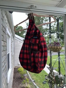 KAVU Borsa a tracolla Bufalo Plaid Rosso Nero Corda Zaino Escursionismo - Foto 1 di 7
