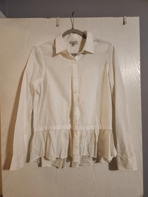Clu White Button Down Peplum Shirt Medium - Image 1 of 4